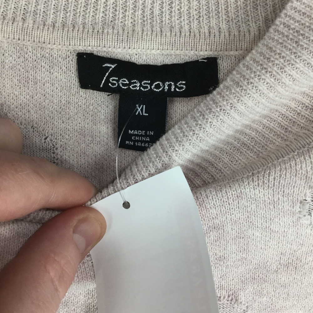 7Seasons Cotton Cashmere Blend Fringe Dot Sweater - Picture 4 of 5